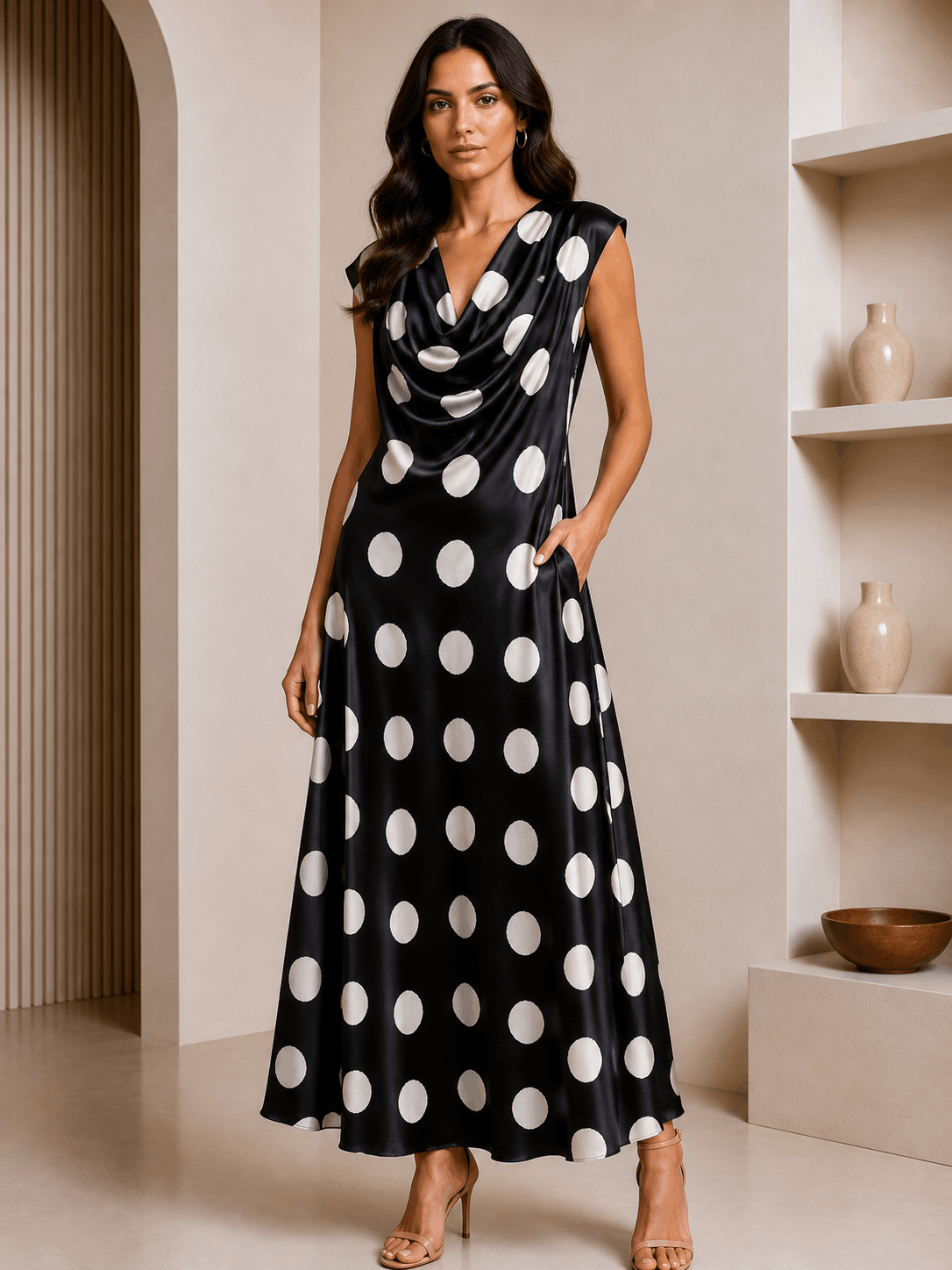 Divina Luxe Dress - Polka Print